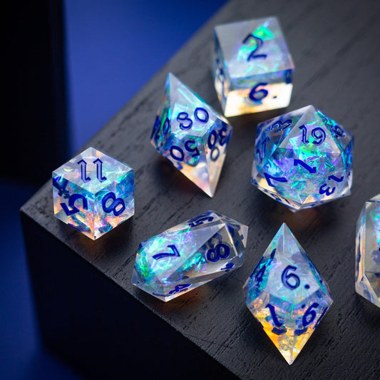 Purple Energy Handmade Resin DND Runic Dice Set